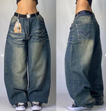 2000s dti Fashion Brand Hip Hop Embroidered Large Pocket Jeans Men's and Women's Y2g High Street Mopping Wide Leg Pants