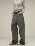 Coverwin  10803 SMOKE GRAY WIDE STRAIGHT JEANS