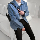 Coverwin 2024 New Fashion Men Spring outfit  No. 2561 BLUE BUTTON COLLAR JK