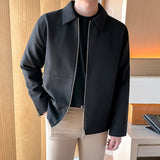 Coverwin 2024 New Fashion Men Spring outfit  No. 6665 BLACK ZIP-UP COLLAR JK