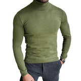 black men fashion urban 2024 Autumn and Winter New Turtleneck Sweater Slim Pullover Bottoming Sweater Muscle Men's Sweater