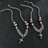 Coverwin CROSS PEARL CHAIN NECKLACE