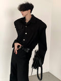 Coverwin  black shoulder pads metal punk shirt na1021