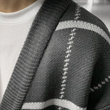 Coverwin 2024 New Fashion Men Spring outfit  No. 5179 GRAY STRIPE KNITTED CARDIGAN