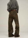 Coverwin spring outfits men summer outfit 77Fight Leopard Print Jeans