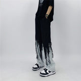 Coverwin spring outfits men summer outfit Mage Two Layer Tassel Jeans