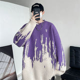 men winter outfits Japanese Retro Ripped Sweater Men's Autumn and Winter Tie-Dyed Loose plus Size Youth Sweater Coat