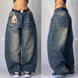 2000s dti Fashion Brand Hip Hop Embroidered Large Pocket Jeans Men's and Women's Y2g High Street Mopping Wide Leg Pants