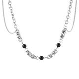 Coverwin MULTI CHAIN BLACK PEARL CHAIN NECKLACE