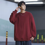 mens fashion Solid Color Sweater Men's Spring and Autumn Thin round Neck Long Sleeve T-shirt American Simple Casual Men's Pullover