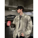 Coverwin 2024 New Fashion Men Spring outfit  No. 9818 GRAY BRUSH DENIM JK
