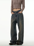 Coverwin 11231 GRAY-BLUE WIDE STRAIGHT DENIM JEANS