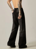 Coverwin  11173 WASHED BLACK WIDE STRAIGHT DENIM JEANS