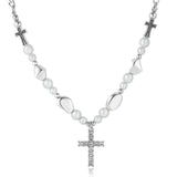 Coverwin PEARL CROSS PENDANT NECKLACE