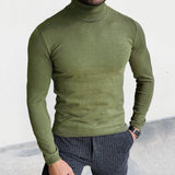 black men fashion urban 2024 Autumn and Winter New Turtleneck Sweater Slim Pullover Bottoming Sweater Muscle Men's Sweater