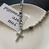 Coverwin PEARL CROSS PENDANT NECKLACE