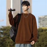 mens fashion Solid Color Sweater Men's Spring and Autumn Thin round Neck Long Sleeve T-shirt American Simple Casual Men's Pullover