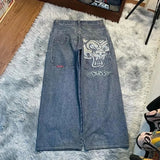 2000s dti E-Commerce Loose Jeans Men's Vintage Embroidered Hip Hop Gothic Streetwear Harajuku Men's Casual Pants