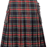 90s fashion Men's Scottish Festival Skirt Men's Plaid Contrast Color Pleated Skirt Bk0140