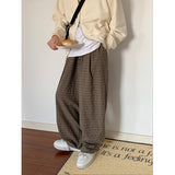 Coverwin spring outfits men summer outfit Retro Plaid Trousers