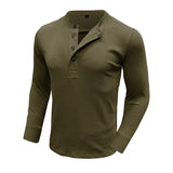 men winter outfits Autumn and Winter Men's Long-Sleeved round Neck T-shirt Men's Slim Fit Henley Shirt Casual Top