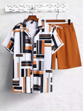 hipster 2024 Men's Summer New Street Hipster Black and White Striped Hawaii Beach Suit Men