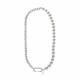 Coverwin HALF PEARL HALF CHAIN NECKLACE