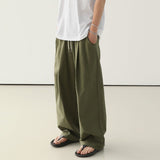 Coverwin  9032 ARMY GREEN FOLDED WIDE STRAIGHT PANTS