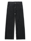 Coverwin  9584 BLACK RECONSTRUCTED STRAIGHT DENIM JEANS