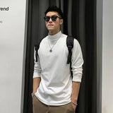 fall mens outfits Half Turtleneck Double-Sided Velvet Bottoming Shirt Trendy Men's Autumn and Winter New Pure Color Fashion Warm Top Inner Long Sleeve T-shirt