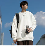 mens fashion Solid Color Sweater Men's Spring and Autumn Thin round Neck Long Sleeve T-shirt American Simple Casual Men's Pullover