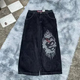 2000s dti E-Commerce Loose Jeans Men's Vintage Embroidered Hip Hop Gothic Streetwear Harajuku Men's Casual Pants