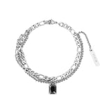 Coverwin DOUBLE LAYER BLACK SQUARE CHAIN BRACELET