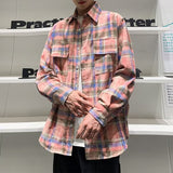 90s streetwear 2024 Autumn New American Retro Distressed Printed Shirt Men's Niche Versatile Casual Shirt