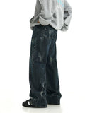 Coverwin 11402 DISTRESSED PAINT STRAIGHT DENIM JEANS