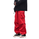 masc outfits Overalls Men's Spring and Autumn High Street Ins Cotton Loose Straight Pants Neutral Style Drawstring Ankle-Tied Casual Pants