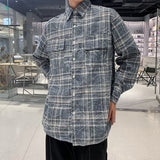 90s streetwear 2024 Autumn New American Retro Distressed Printed Shirt Men's Niche Versatile Casual Shirt