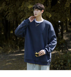 mens fashion Solid Color Sweater Men's Spring and Autumn Thin round Neck Long Sleeve T-shirt American Simple Casual Men's Pullover