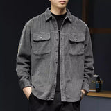 men winter outfits Reitz Corduroy Long-Sleeved Shirt Men's 2024 Autumn Trendy Shirt Men's Casual Jacket Inch Shirt