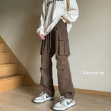 Coverwin spring outfits men summer outfit Multi-pocket Straight Trousers