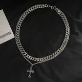 Coverwin CROSS DOUBLE CHAIN NECKLACE