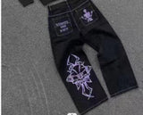 2000s dti Fashion Brand Hip Hop Embroidered Large Pocket Jeans Men's and Women's Y2g High Street Mopping Wide Leg Pants