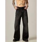 Coverwin  11173 WASHED BLACK WIDE STRAIGHT DENIM JEANS