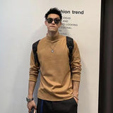 fall mens outfits Half Turtleneck Double-Sided Velvet Bottoming Shirt Trendy Men's Autumn and Winter New Pure Color Fashion Warm Top Inner Long Sleeve T-shirt