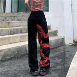 Coverwin spring outfits men summer outfit Mage Red Python Jeans