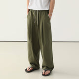 Coverwin  9032 ARMY GREEN FOLDED WIDE STRAIGHT PANTS