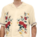 hipster 2024 New Japanese Summer Casual Loose Short-Sleeved Printed Shirt Cuban Retro Lapel Men's Shirt