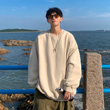 mens fashion Autumn Cotton Sweater Men's Loose Fashion All-Matching Ins Autumn and Winter BF Lazy Style Top