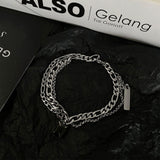 Coverwin DOUBLE LAYER BLACK SQUARE CHAIN BRACELET