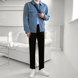 Coverwin 2024 New Fashion Men Spring outfit  No. 2561 BLUE BUTTON COLLAR JK